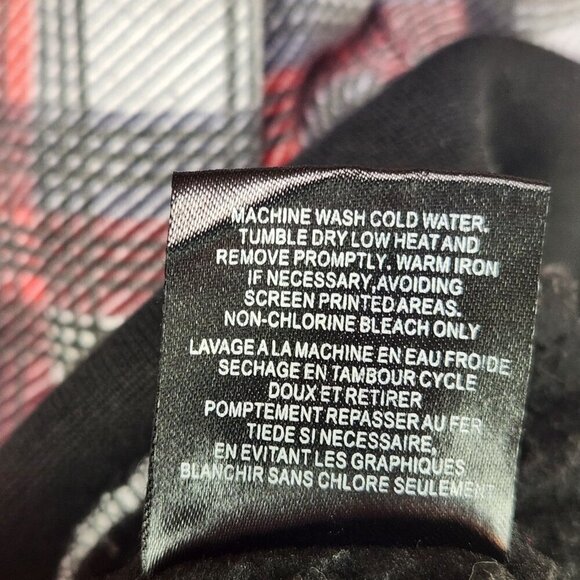 Volcom Zip Up Hoodie Women's Med Plaid Fleece Lined Red Black Street Wear Heavy - Picture 5 of 7